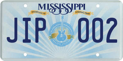 MS license plate JIP002