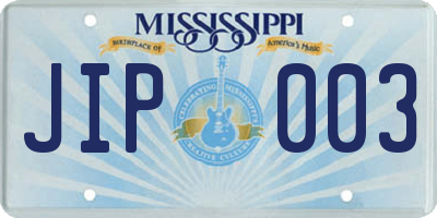 MS license plate JIP003