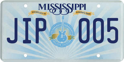 MS license plate JIP005