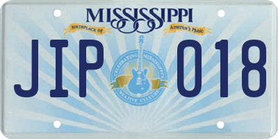 MS license plate JIP018