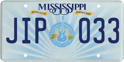 MS license plate JIP033