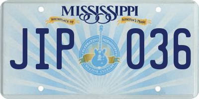 MS license plate JIP036