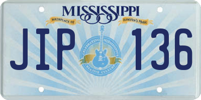 MS license plate JIP136