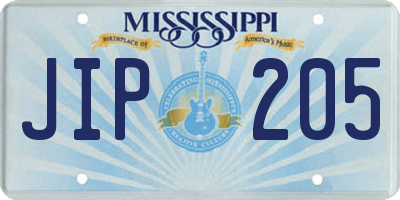 MS license plate JIP205