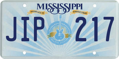 MS license plate JIP217