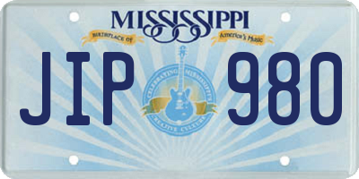 MS license plate JIP980