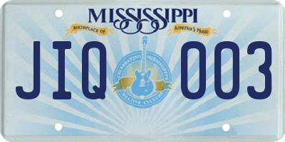 MS license plate JIQ003