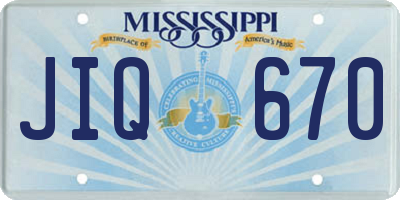 MS license plate JIQ670