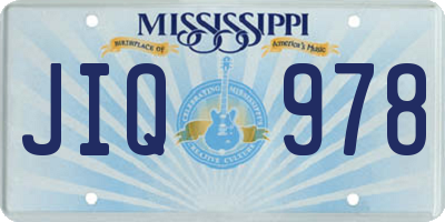 MS license plate JIQ978
