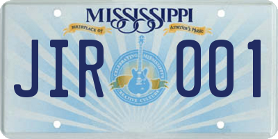 MS license plate JIR001