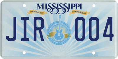 MS license plate JIR004