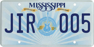 MS license plate JIR005