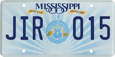 MS license plate JIR015