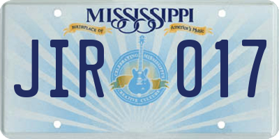 MS license plate JIR017