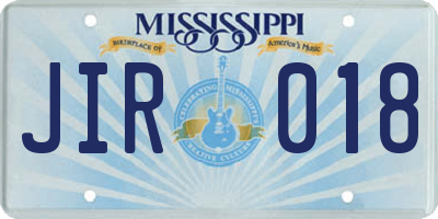 MS license plate JIR018