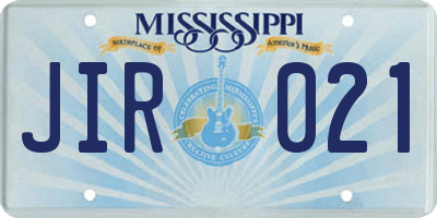 MS license plate JIR021