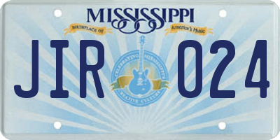 MS license plate JIR024