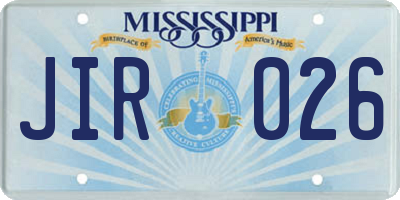 MS license plate JIR026