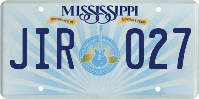MS license plate JIR027
