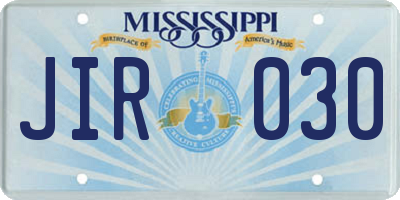 MS license plate JIR030