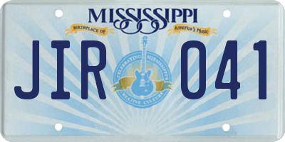 MS license plate JIR041