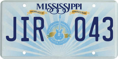 MS license plate JIR043