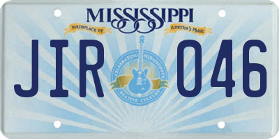 MS license plate JIR046