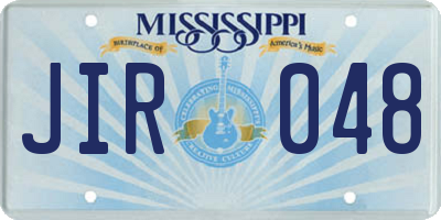 MS license plate JIR048