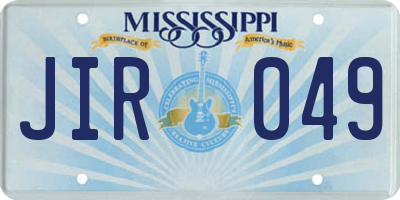 MS license plate JIR049