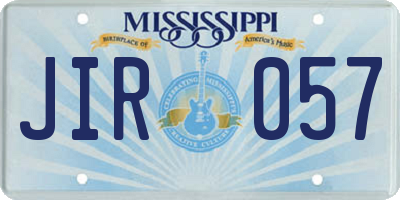 MS license plate JIR057