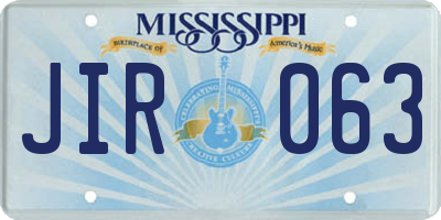MS license plate JIR063