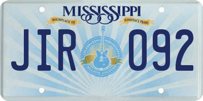 MS license plate JIR092