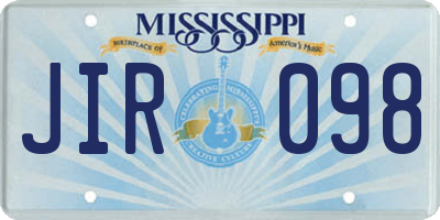 MS license plate JIR098