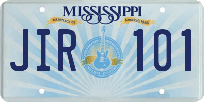 MS license plate JIR101