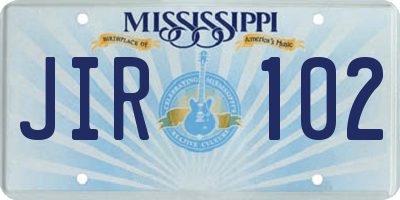 MS license plate JIR102