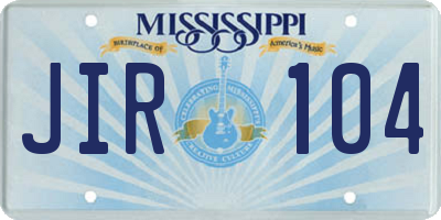 MS license plate JIR104