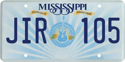MS license plate JIR105