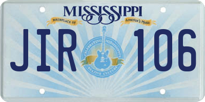 MS license plate JIR106