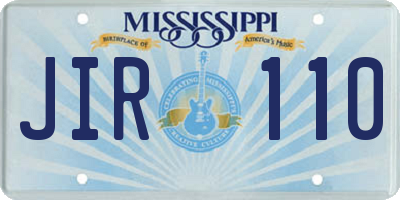 MS license plate JIR110
