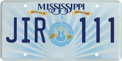 MS license plate JIR111