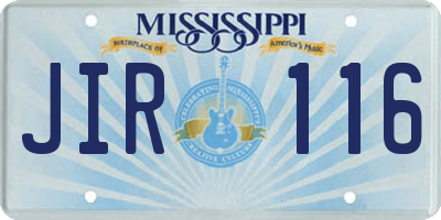 MS license plate JIR116
