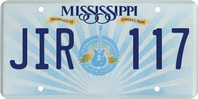 MS license plate JIR117