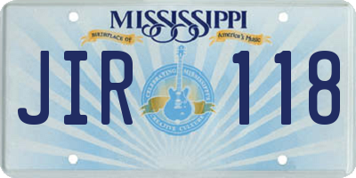 MS license plate JIR118