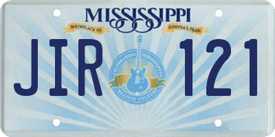 MS license plate JIR121