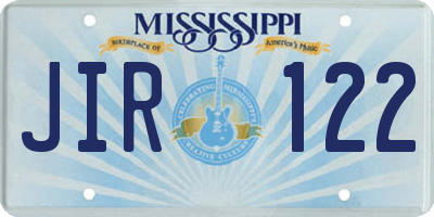 MS license plate JIR122