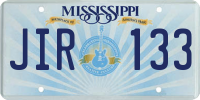 MS license plate JIR133