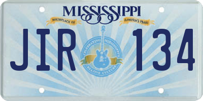 MS license plate JIR134