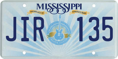 MS license plate JIR135