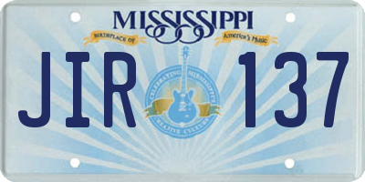 MS license plate JIR137