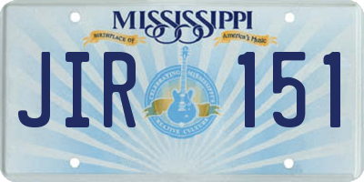 MS license plate JIR151